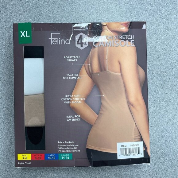 NEW Felina Women's XL Cotton Stretch 4-Pack Black Multicolor  G1385 - Picture 6 of 7